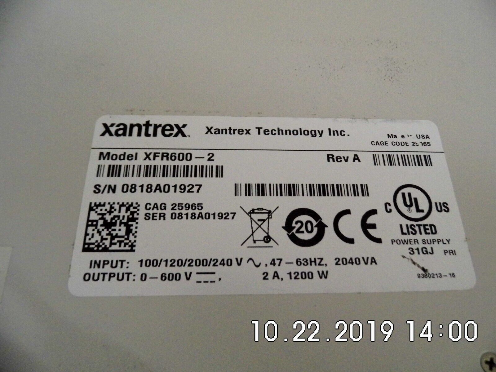 Xantrex XFR600-2 DC programmable power supply Xantrex XFR600-2 DC programmable power supply